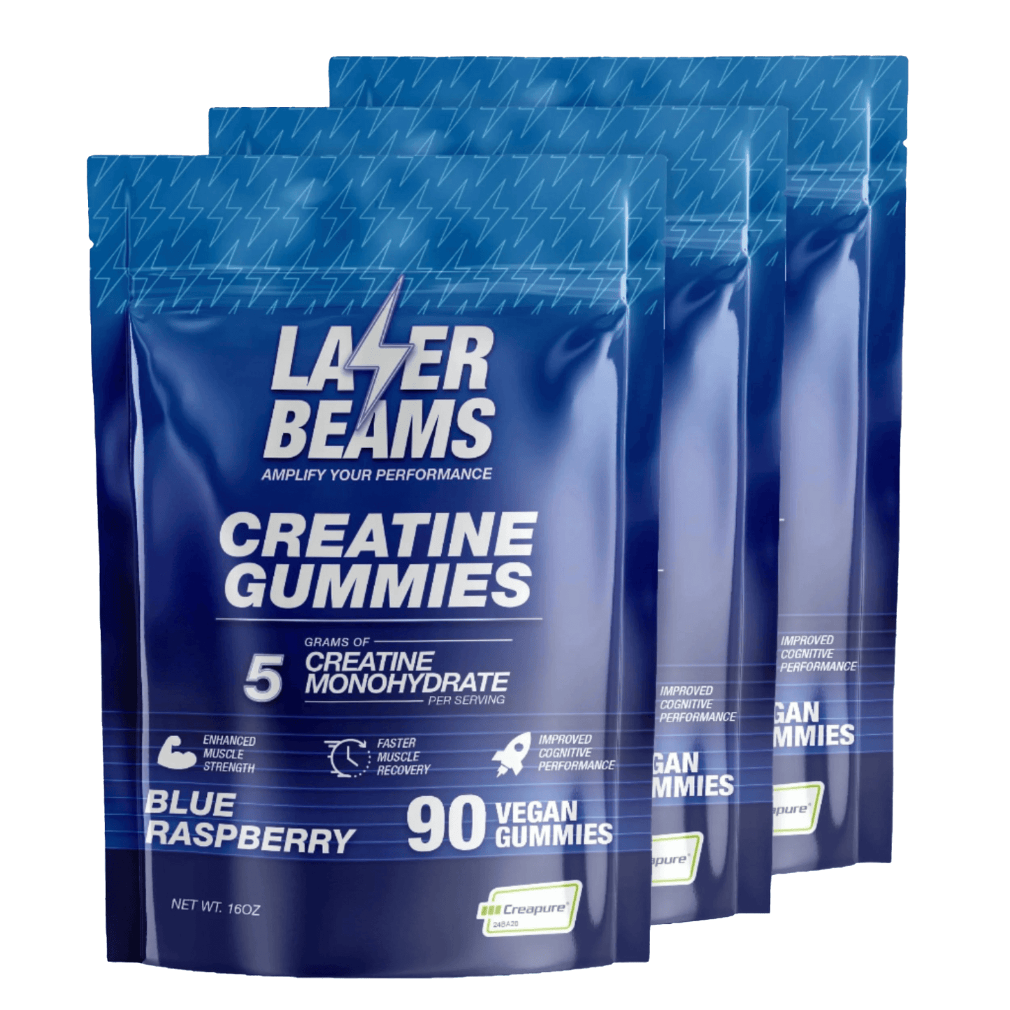 Laser Beams Gummies 3 Month Supply Blue Raspberry Creatine Gummies