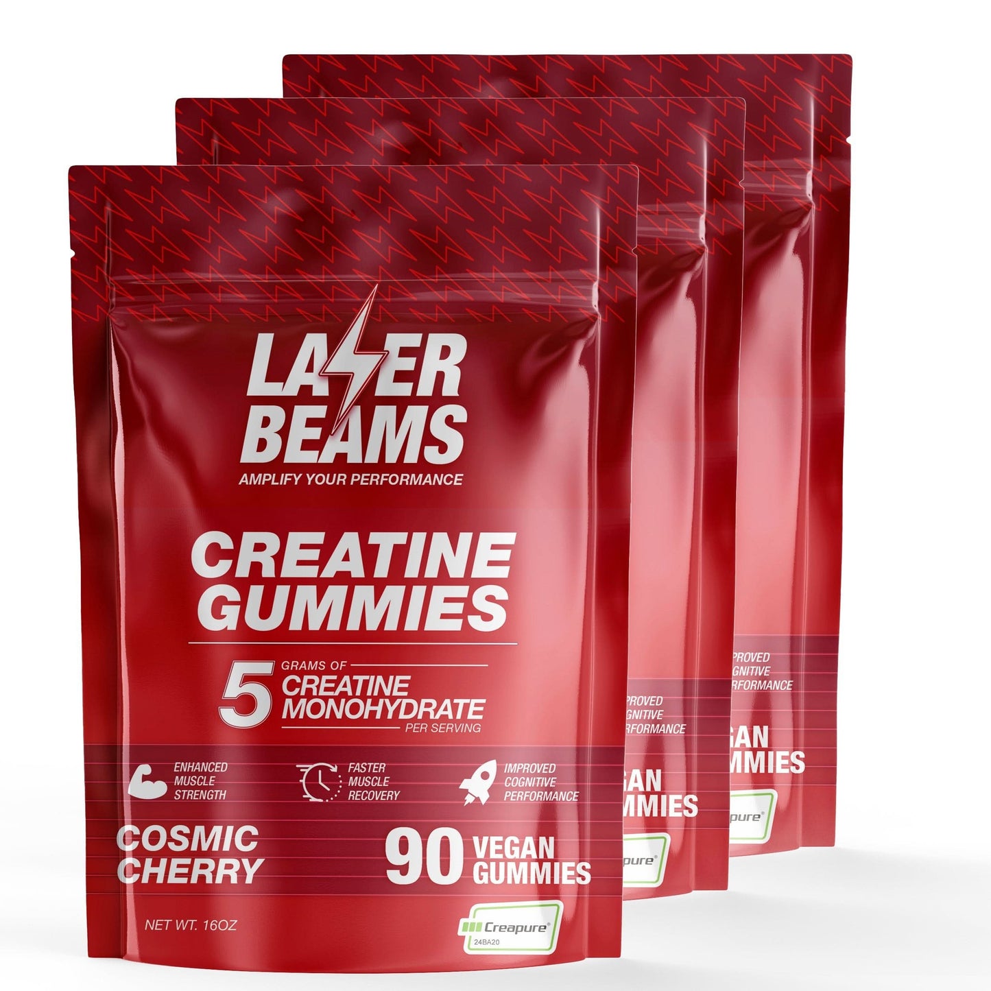 Laser Beams Gummies 3 Months Supply Cosmic Cherry Creatine Monohydrate Gummies