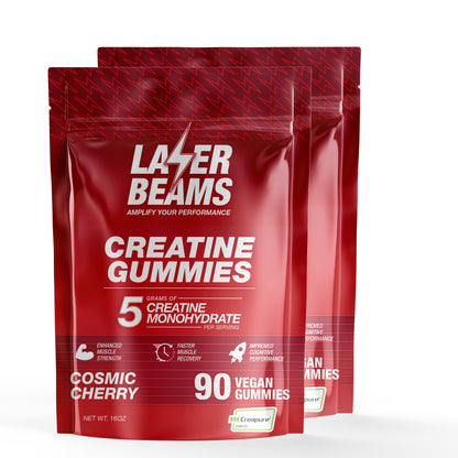 2 bags of cherry flavored creatine gummies