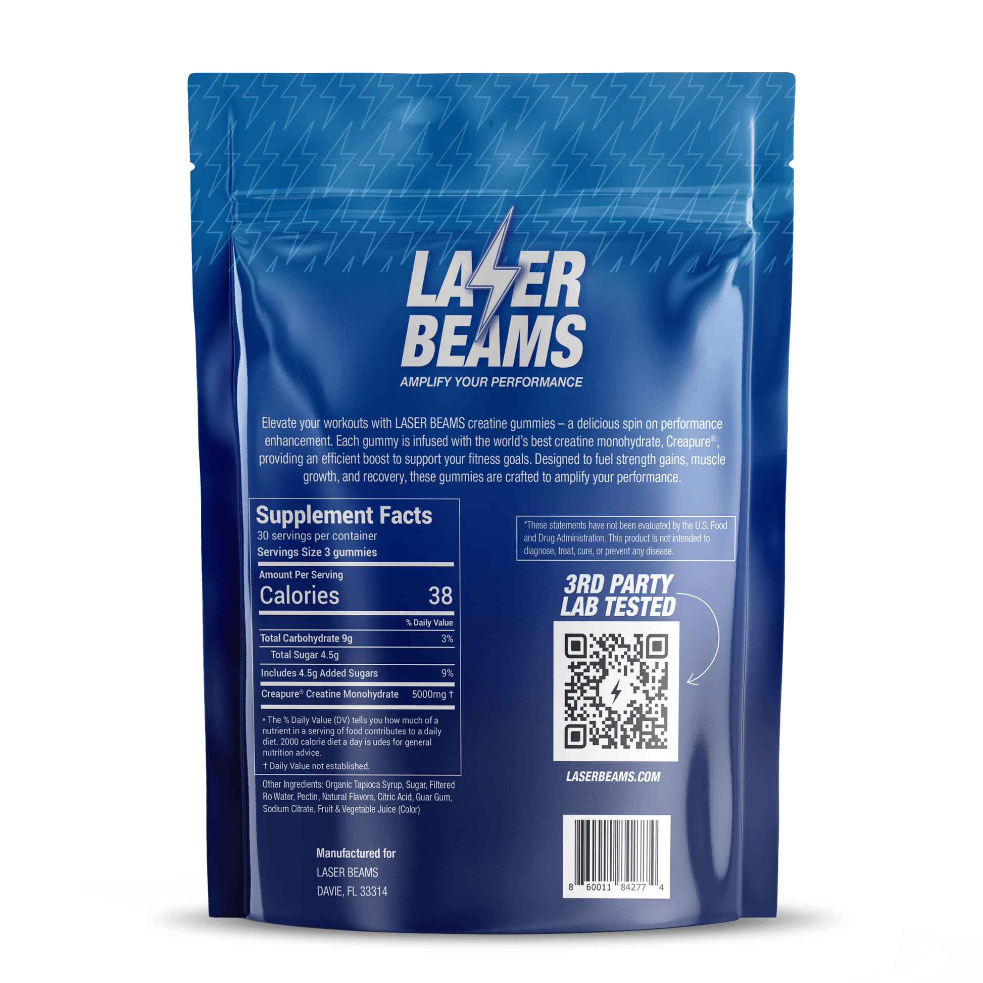 Laser Beams Gummies Blue Raspberry Creatine Gummies